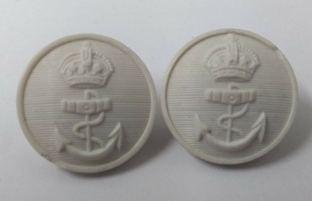Genuine Vintage British Royal Navy RN White Kings Crown Naval Dress Buttons
