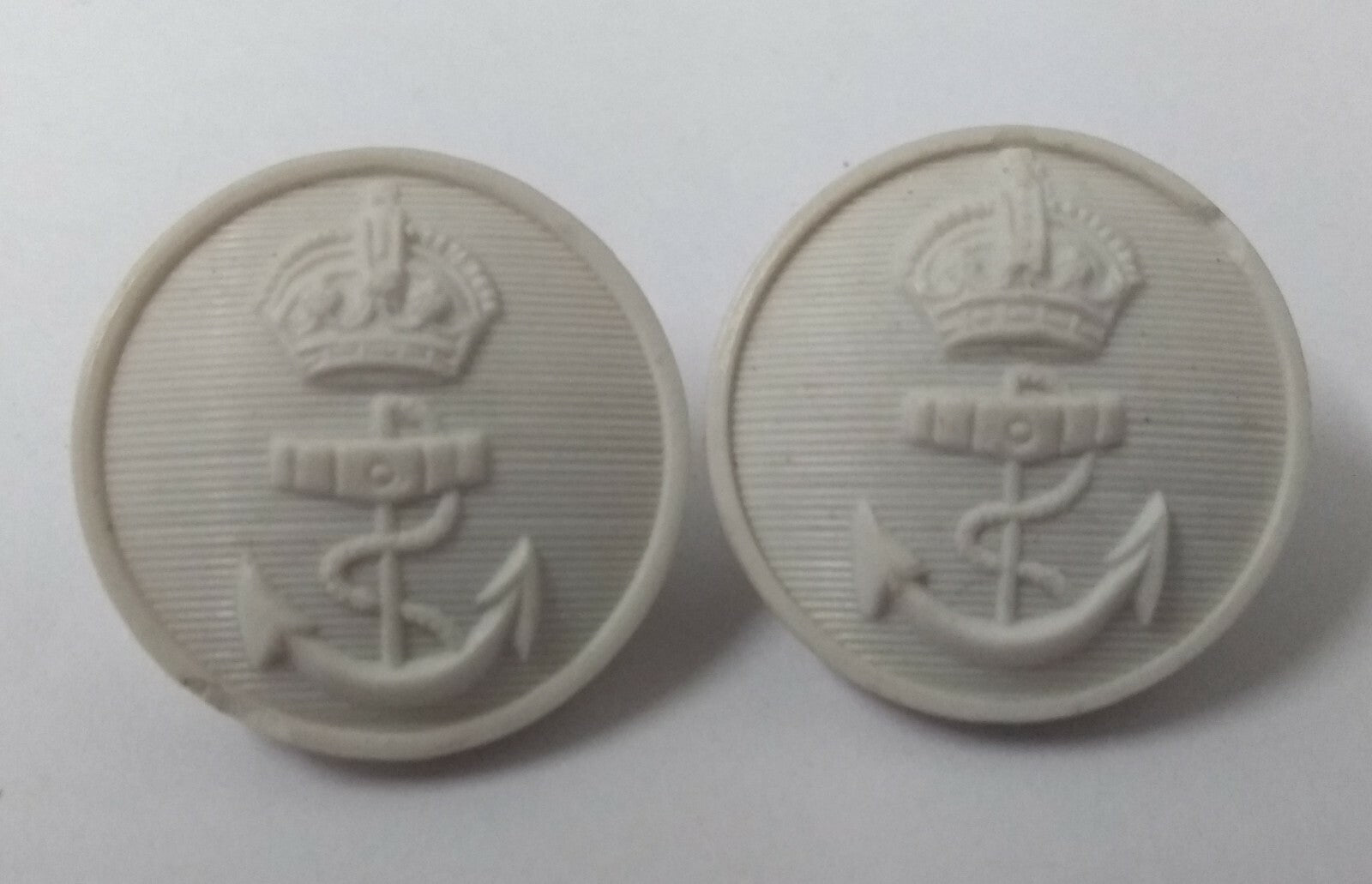 Genuine Vintage British Royal Navy RN White Kings Crown Naval Dress Buttons