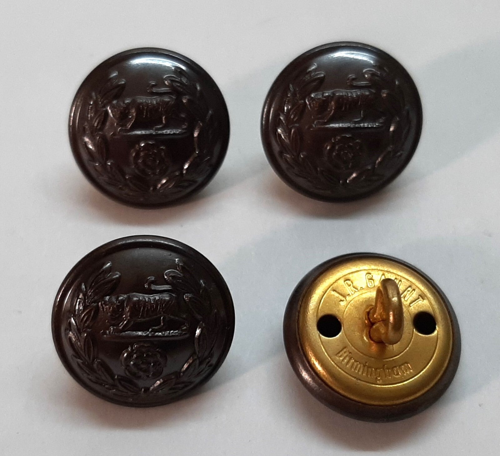 Royal Hampshire Buttons British Army Insignia Subdued / Bronze Size 30L X4