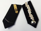 Black Gorgets Collar Tabs With Silver Leaf Insignia Plain Buttons & Clip Backs L