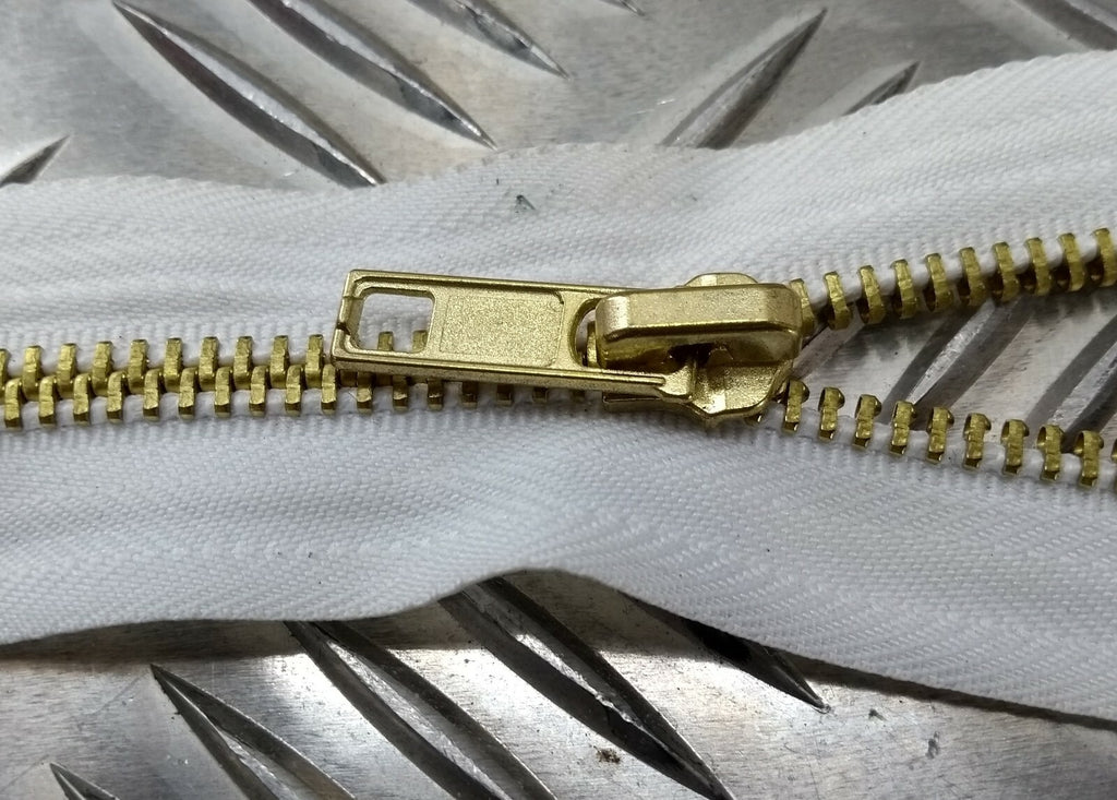 Genuine British White 20cm Closed End Metal Zip Zipper