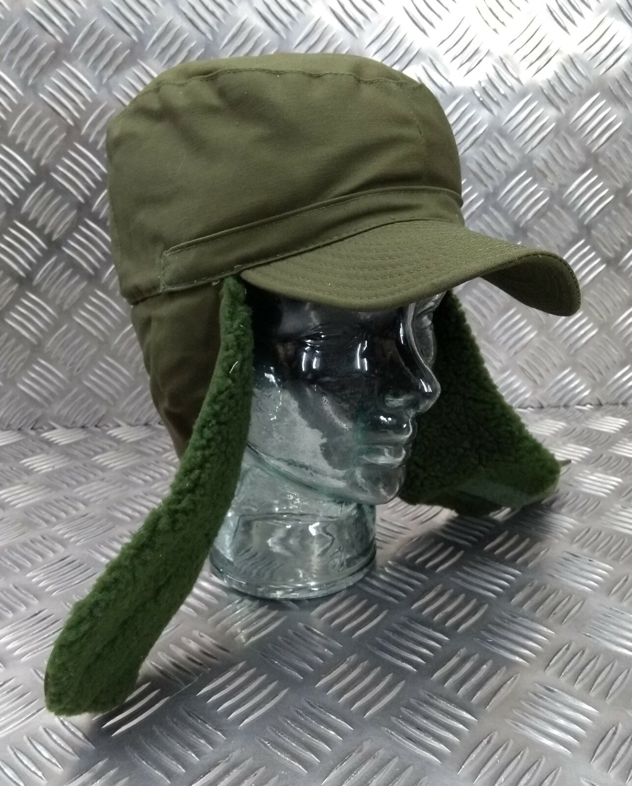 Genuine Swedish Army Olive Drab Green Cold Weather Dog / Trapper Hat 58cm DK1