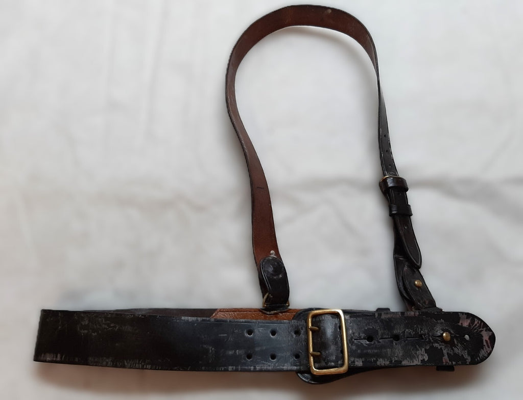 Sam Browne British Waist Belt & Cross Strap Size 3 32"-36"