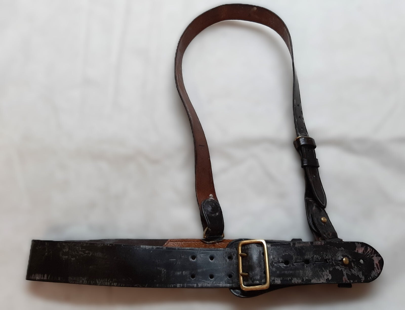 Sam Browne British Waist Belt & Cross Strap Size 3 32"-36"