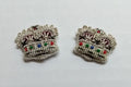 Army Silver Crowns Gilt With Crimson Padding Hand Embroidered Insignia 5/8" 1 Pr