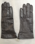 Black 3 Dart Leather Lambnappa Gloves Cashmere Wool Acrylic Lining Size 7