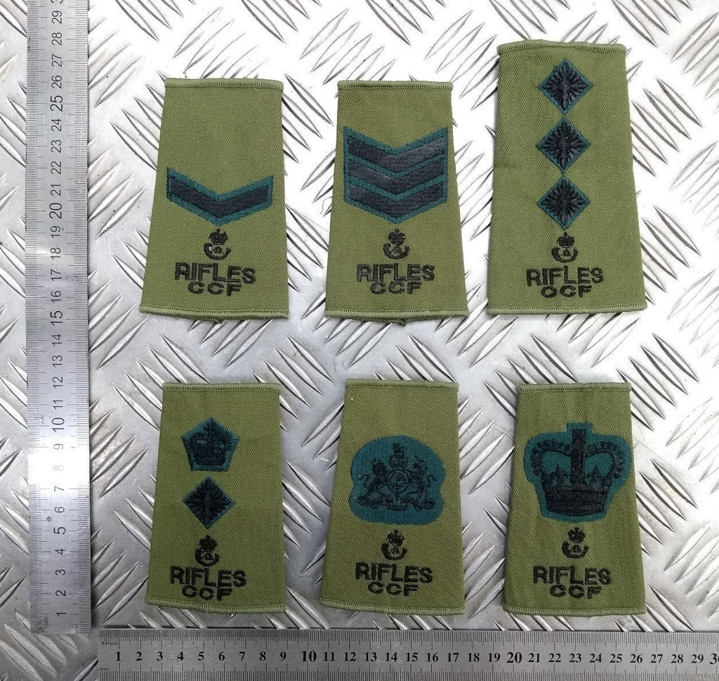 Rifles CCF OD Green Rank Slides Genuine British Army - NEW