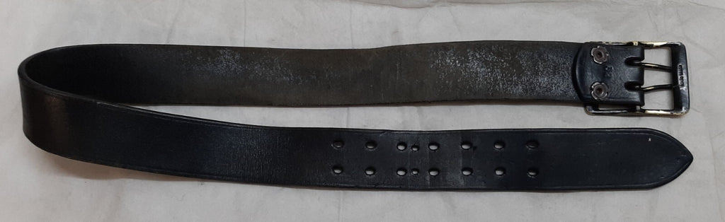 Vintage Leather Belt Solid Brass Double Prong Painted Buckle 1 3/4 Wide Size 36"
