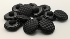 Fabric Covered Buttons Black Criss Cross Pattern 22L x10