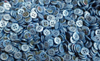 100 Vintage Buttons 4 Hole Shirt / Shank Anchors Pearlesque Mid Blue 11.3mm NOS