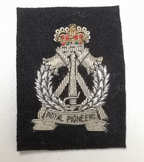 Royal Pioneer Corps Patch Wire Braided Insignia on Black Felt