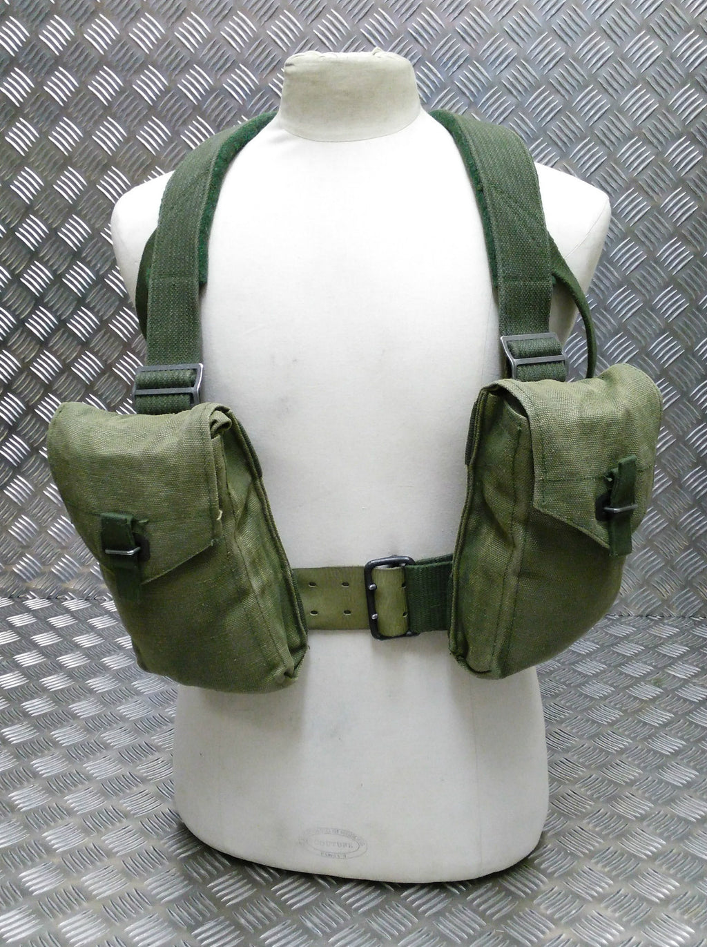 Genuine Vintage Army Webbing Set / Battle Pack Belt And Pouches Heavy Canvas G2