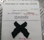Genuine Vintage British Army Inspectorate of Stores & Clothing Sample Card 1962