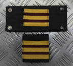 Genuine Vintage Navy Rank Shoulder Tabs Press Stud Gold Lace & Burgundy Flashes