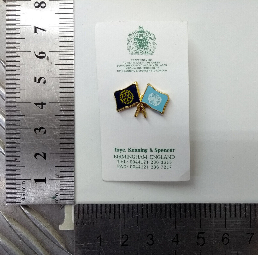 Rotary International Club & UN Nations Twin Flags Lapel Pin Badge - NEW
