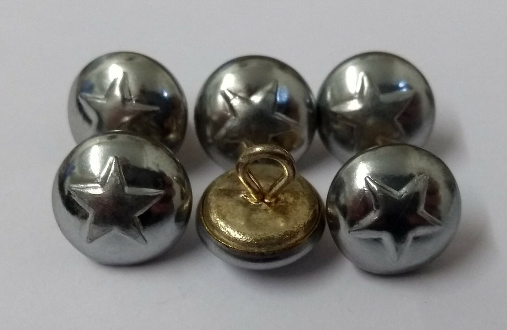 5 Point Star Small 12.5mm Dress Hat Buttons Looped Back With Raised Insignia X6