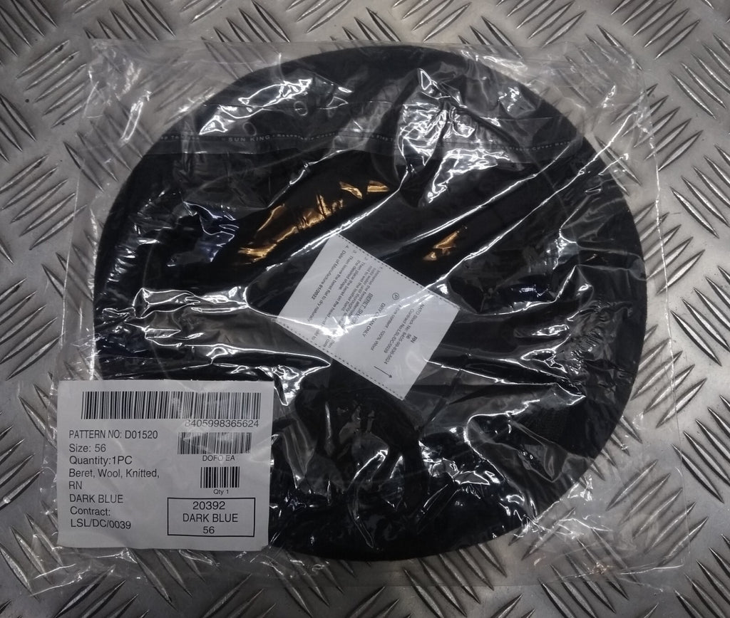 Naval Beret Wool With Leather Rim & Badge Eyelets NEW