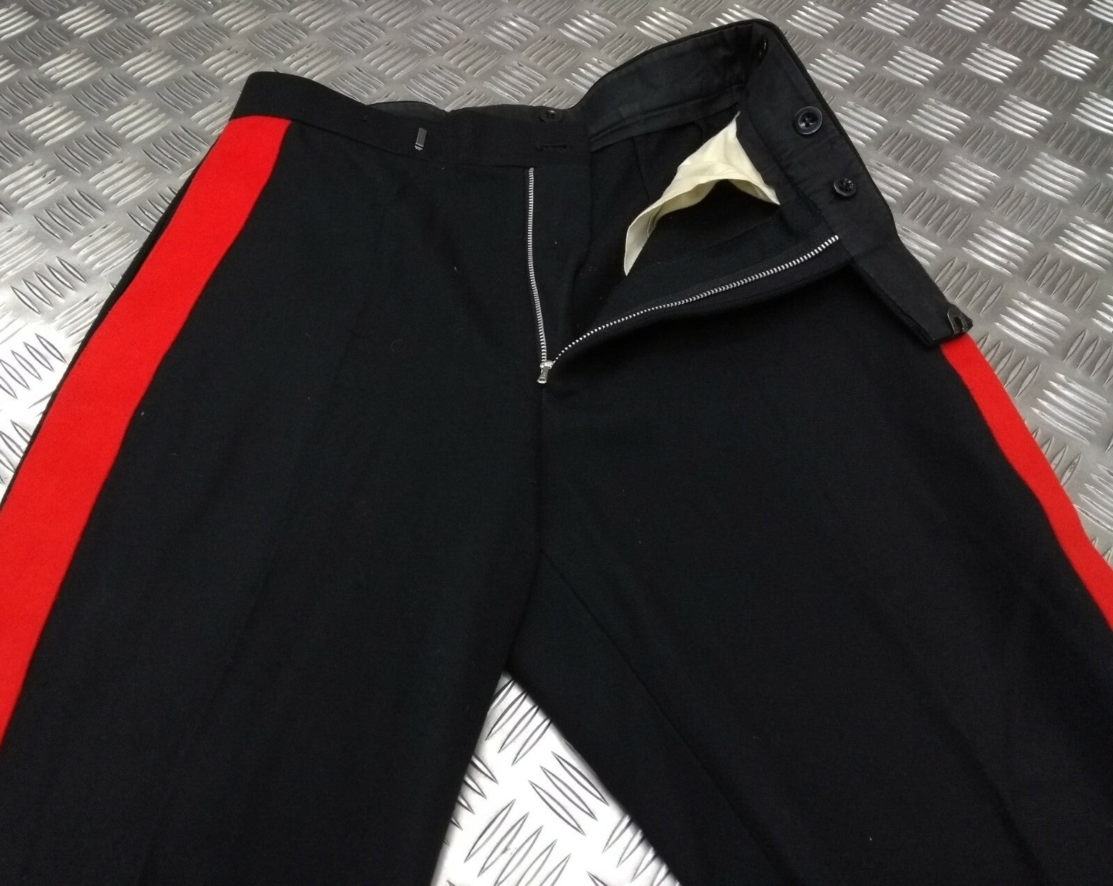 No1 Dress British Trousers 1 3/4" Red Stripe Tailored By G.D Golding W29"
