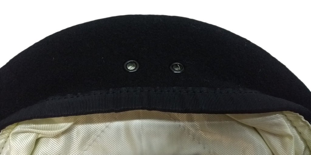 Black Beret Goldings Army Pattern 100% Wool / Silky Lining & Petersham Trim