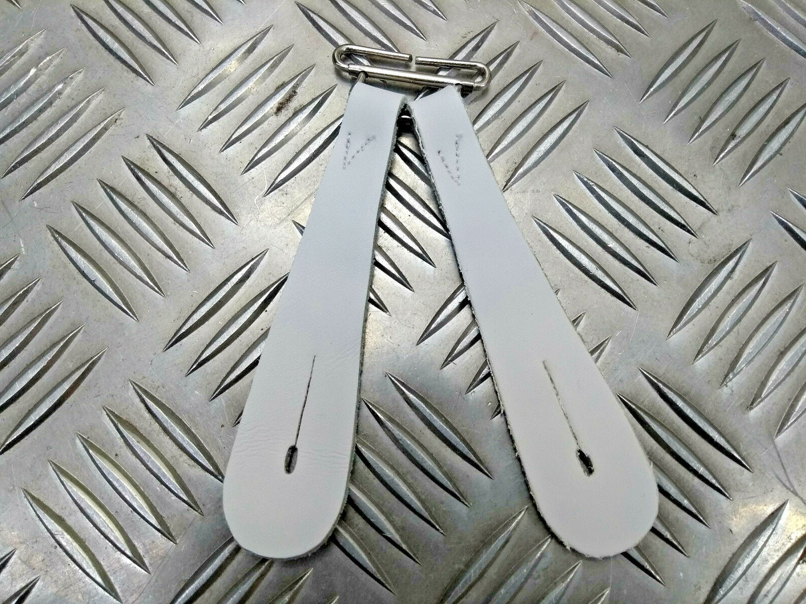 White Leather Brace Replacement Tab for Buttons / Braces
