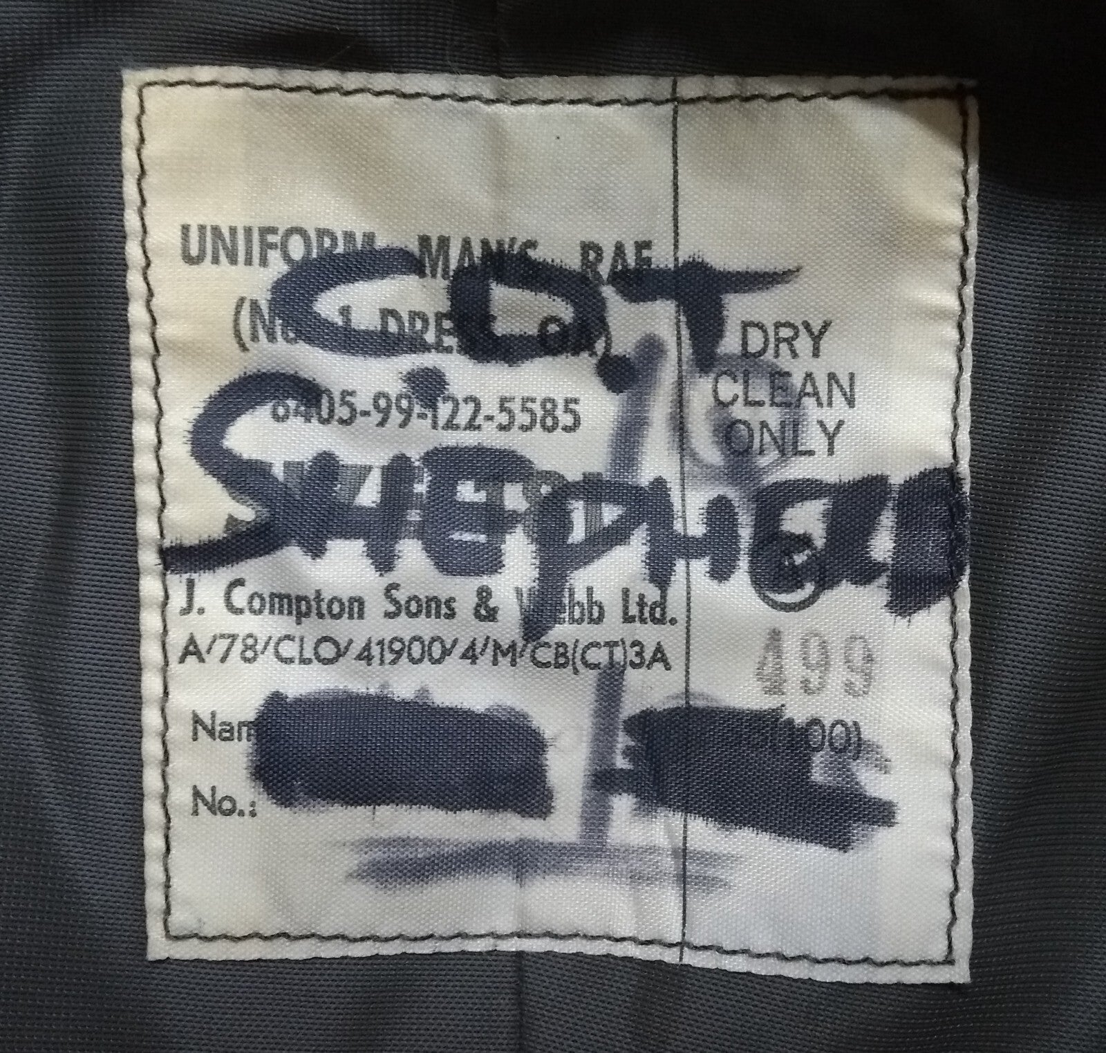 Vintage No1 Jacket RAF Royal Air Force Blue Grey Colour 469 SQDN Lowestoft Old Pattern