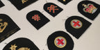 Royal Navy Qualification Cloth Patches Gold/Red on Black set of 12