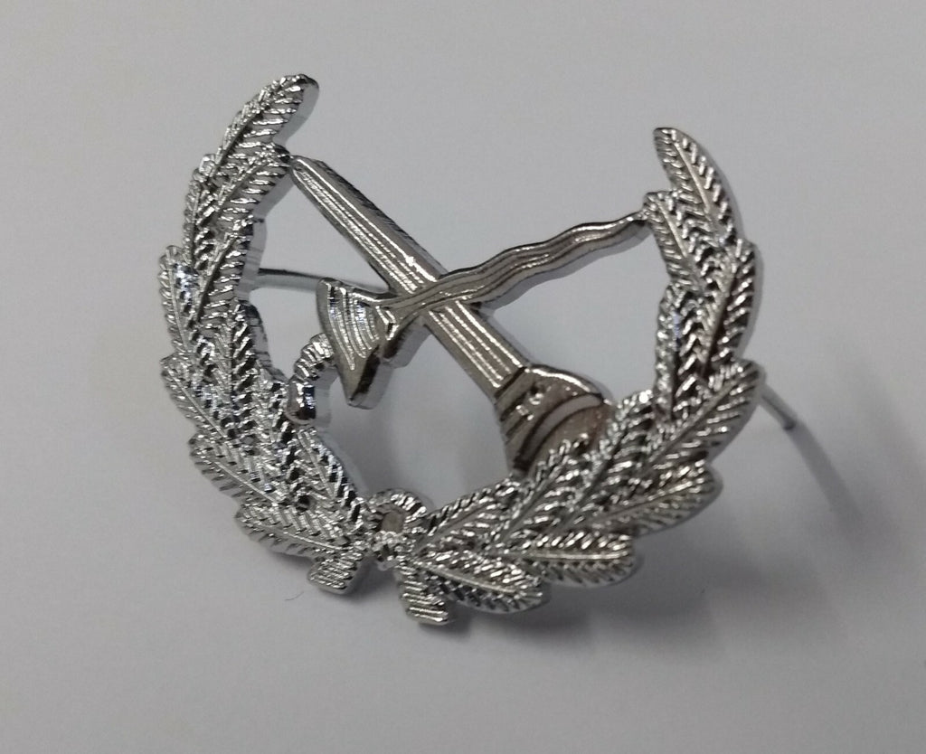 Sword & Scabbard Crossed Chrome Prong Back Obsolete Pattern- NEW