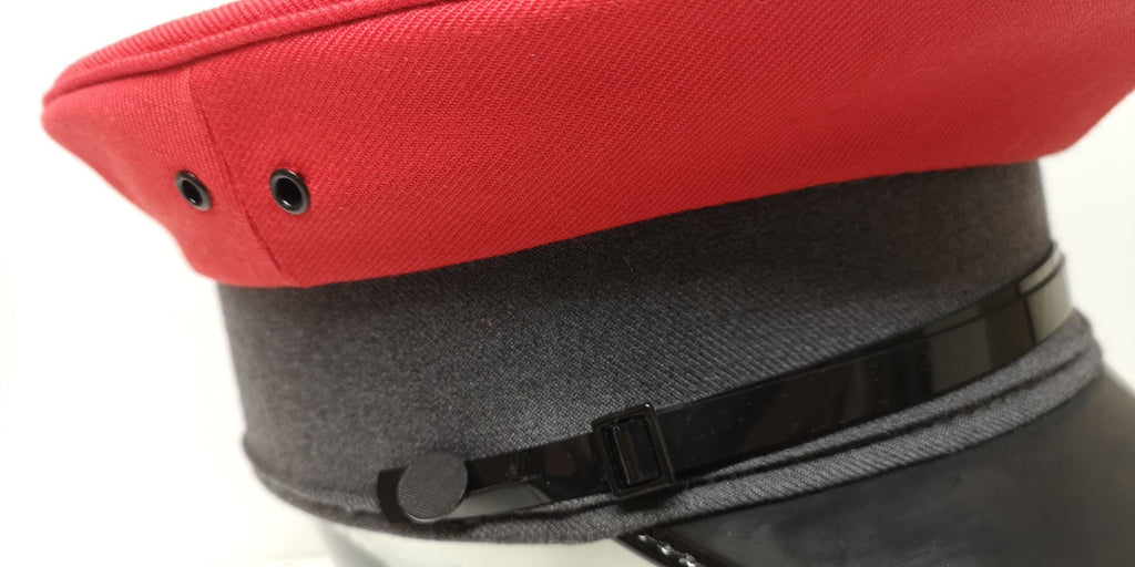 Red and Grey Canvas Plain Peaked Cap 57cm