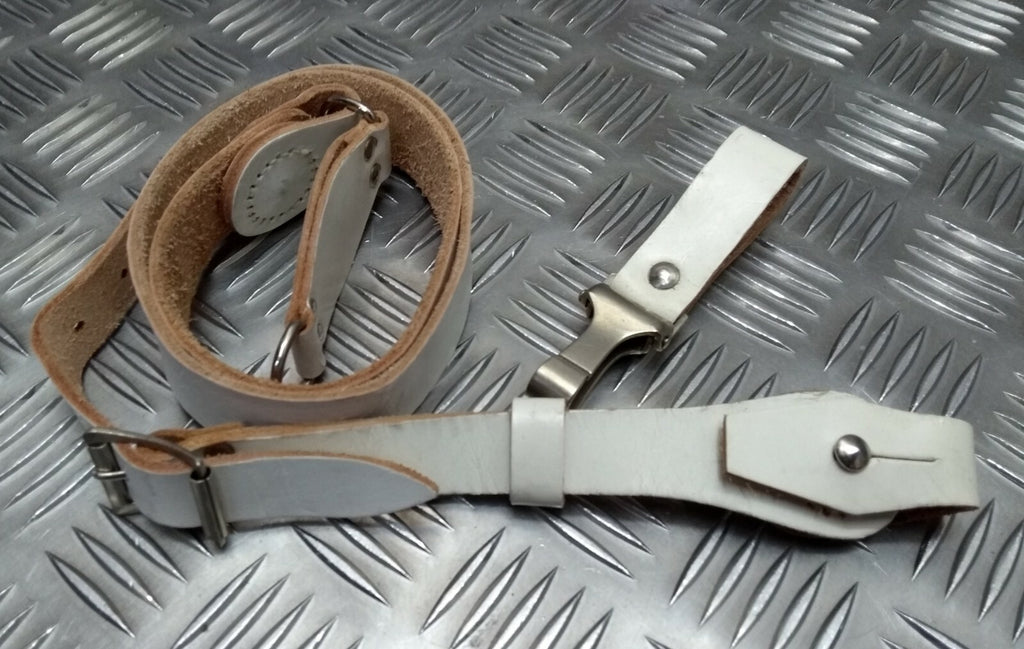 Vintage Sam Browne Strap Shoulder Cross Over White Leather Issue