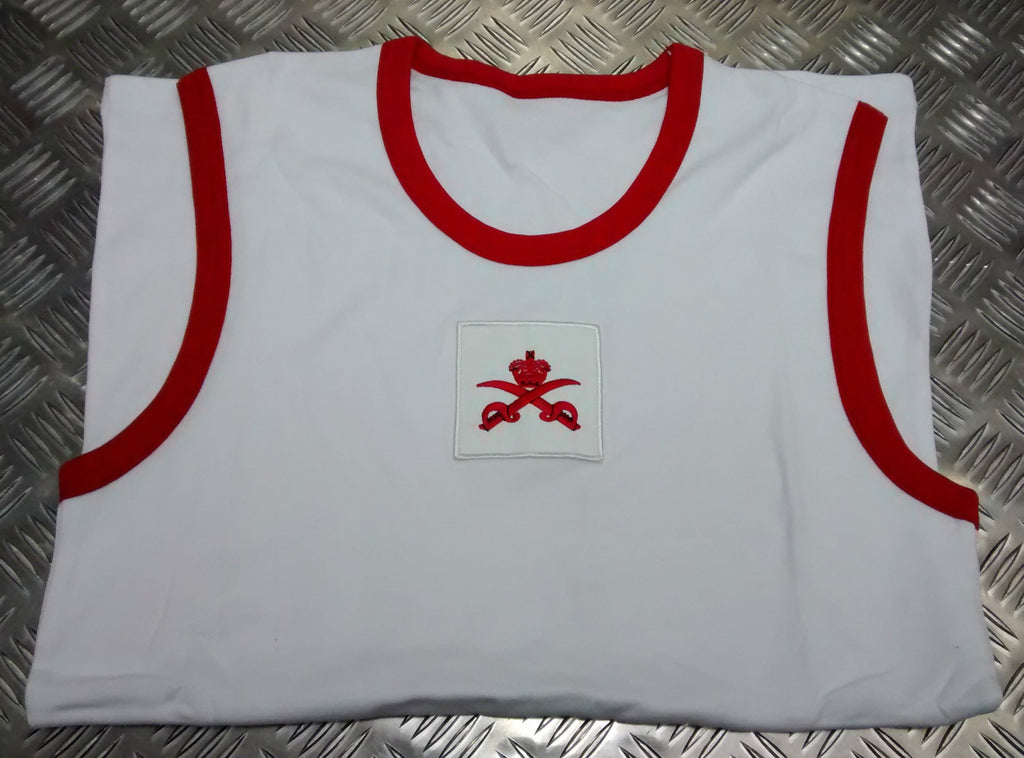 PTI White Vest With RED Trim Physical Training Genuine British
