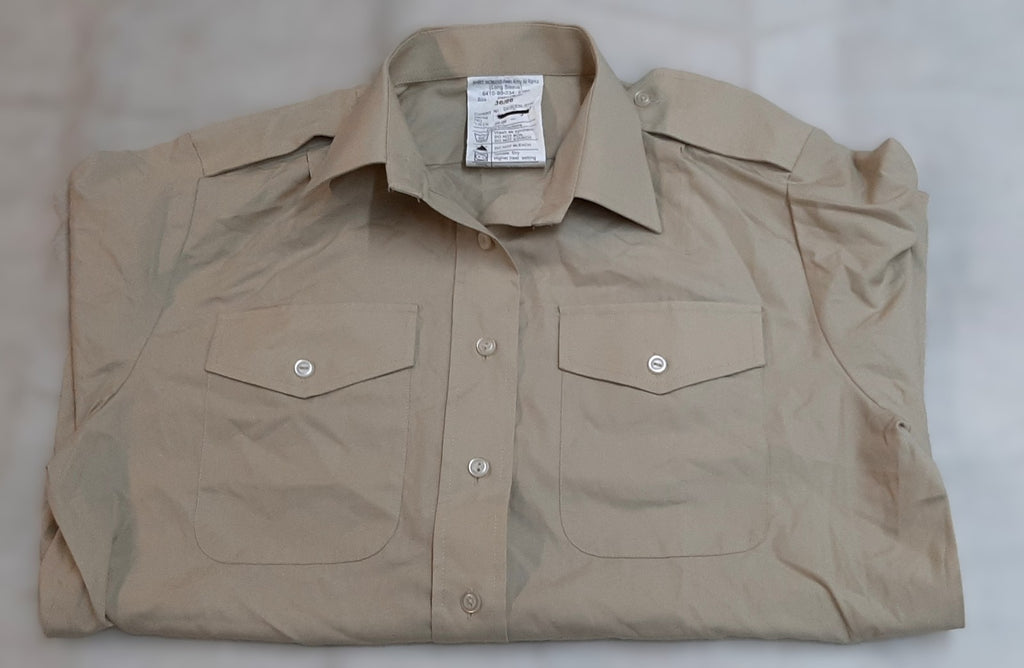 British Army Style FAD Shirt Fawn Long Sleeve No2 Collar 36cm Bust 96cm