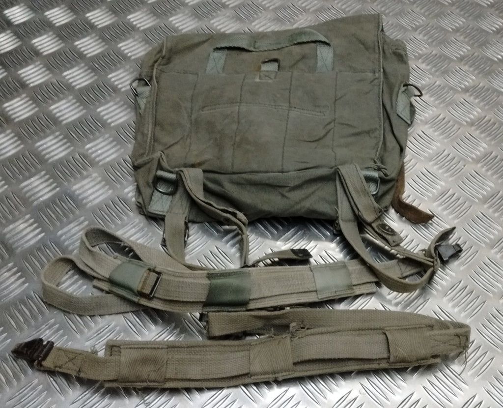 Vintage Canvas Bag Shoulder or Mini Backpack Straps Grey/Green