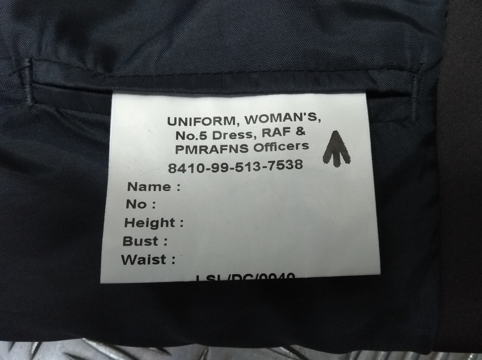 WRAF / RAF Royal Air Force No5 Woman's Jacket Airforce Blue Grey Colour Size 92cm Long