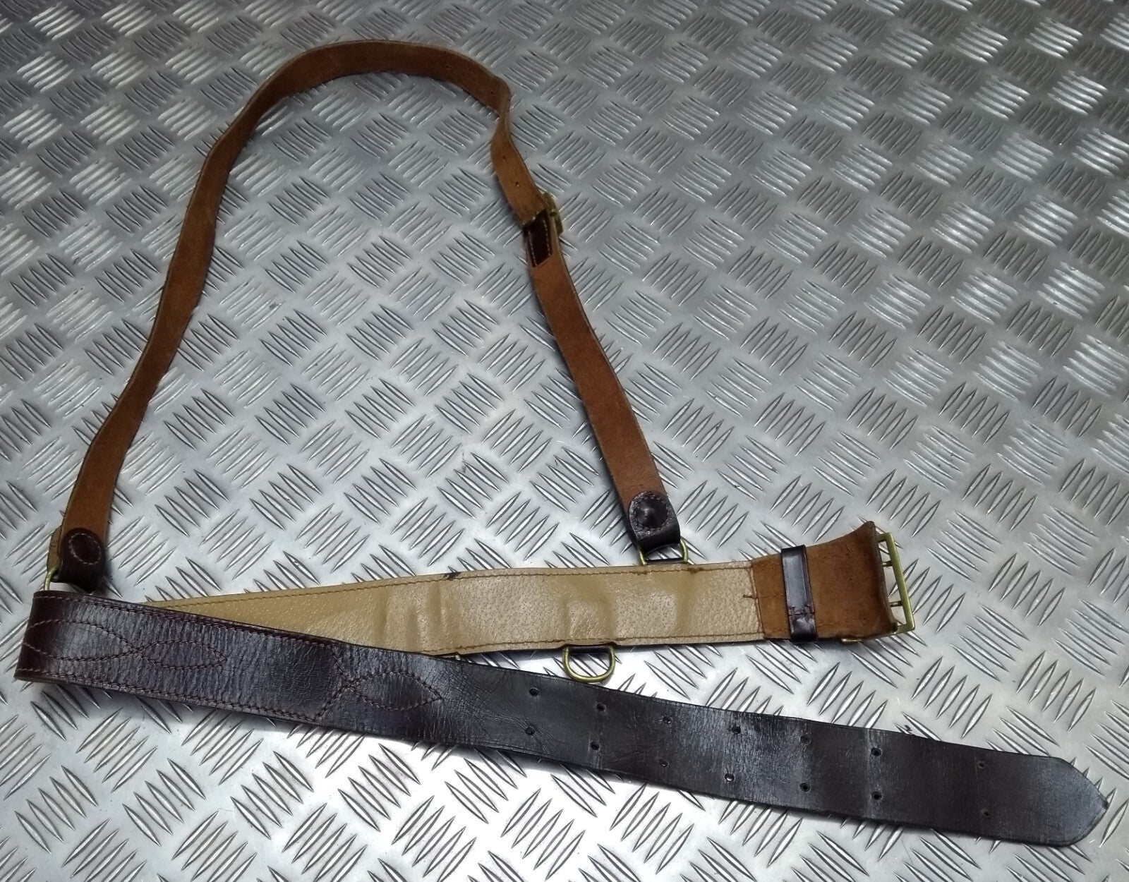 Vintage Sam Browne Brown Leather Belt & Shoulder Strap Dress Issue