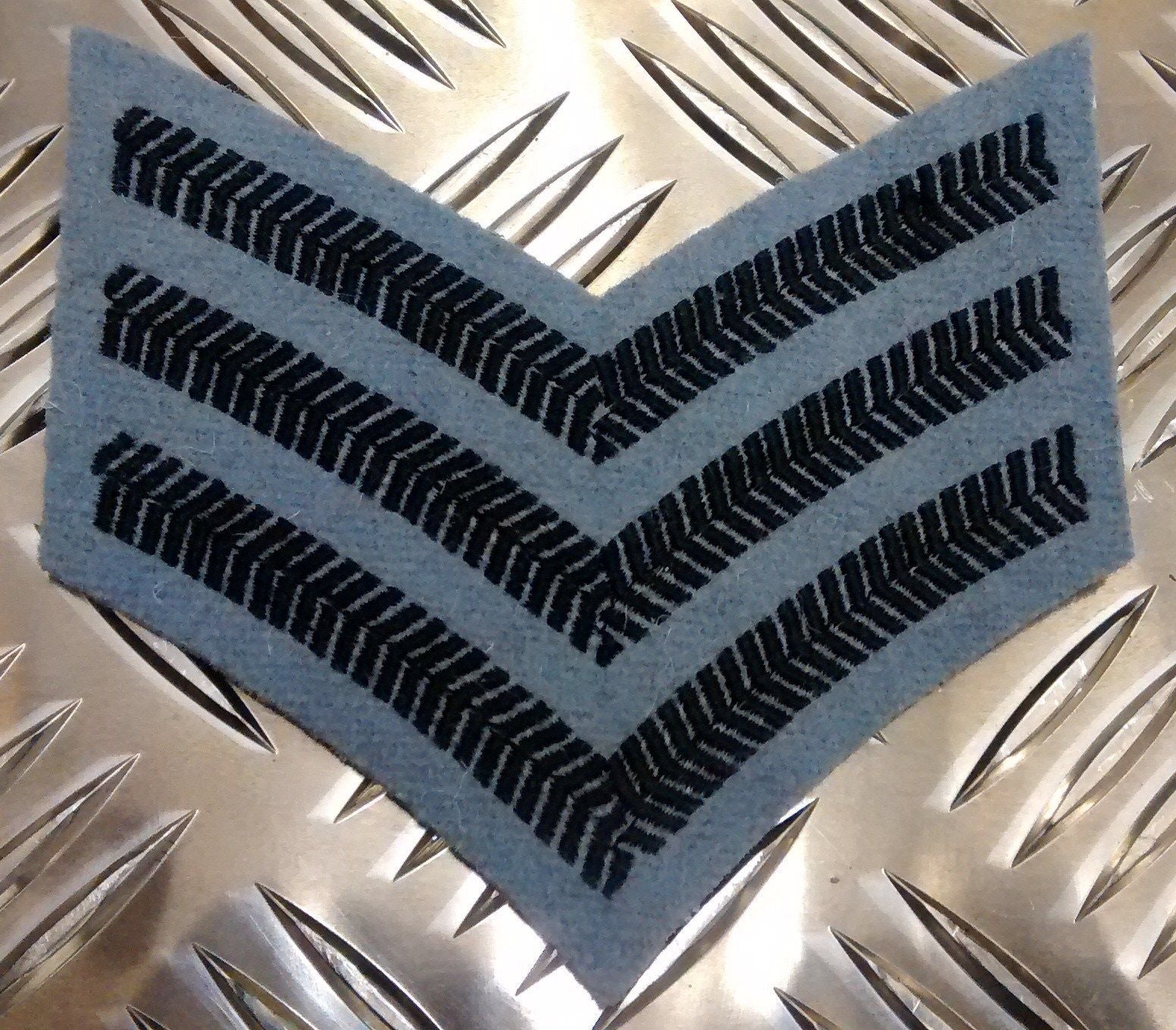 SAS 22 & 23 Black on Pompadour Blue Stripes 3 Bar Chevron Patch / Badge x1