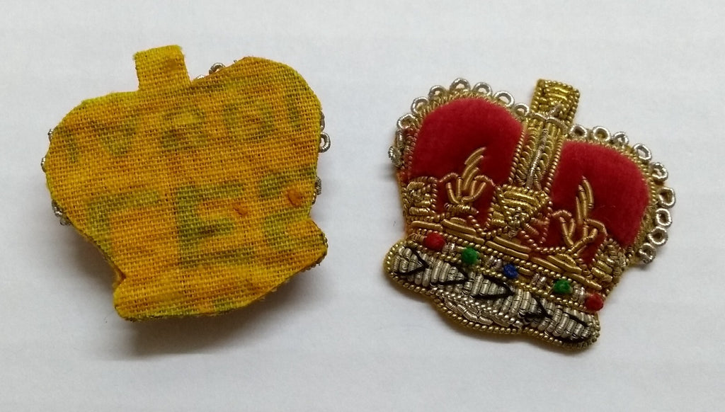 Army Crowns WO2 Gold/Silver Gilt With Red Padding Hand Embroidered Insignia 1"
