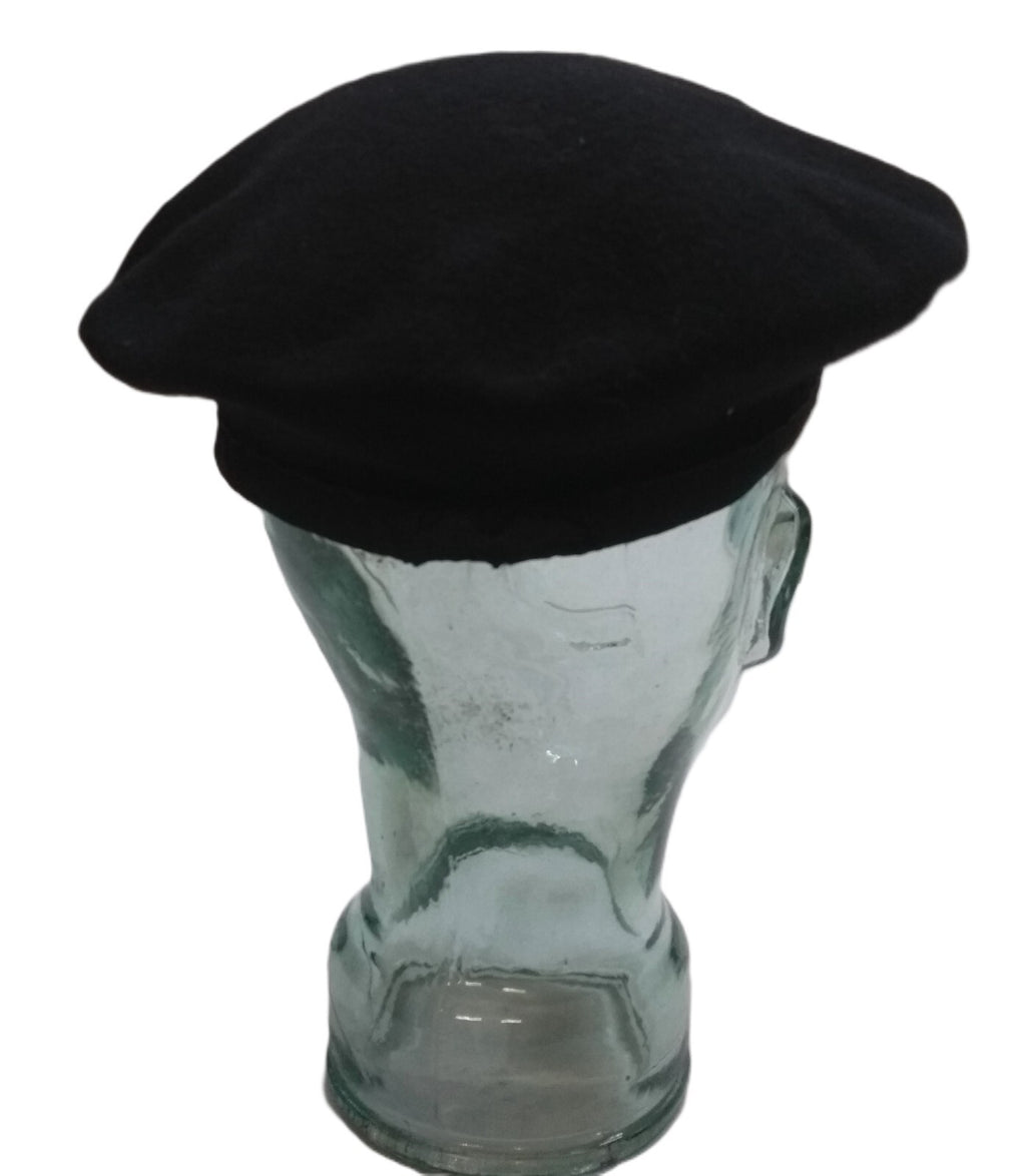 Black Beret Goldings Army Pattern 100% Wool / Silky Lining & Petersham Trim