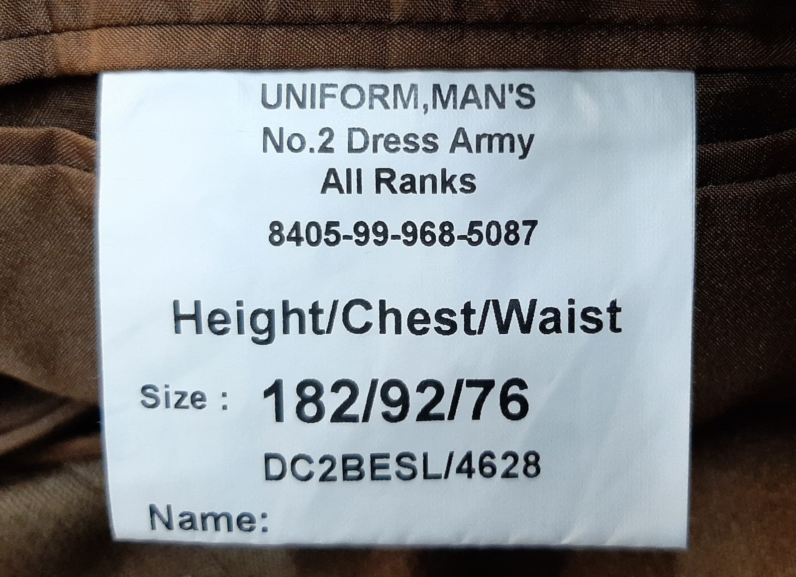 No2 Fad Jacket RLC With Q/C Crown Badges 3 Bar Chevron Patches 182/92/76cm