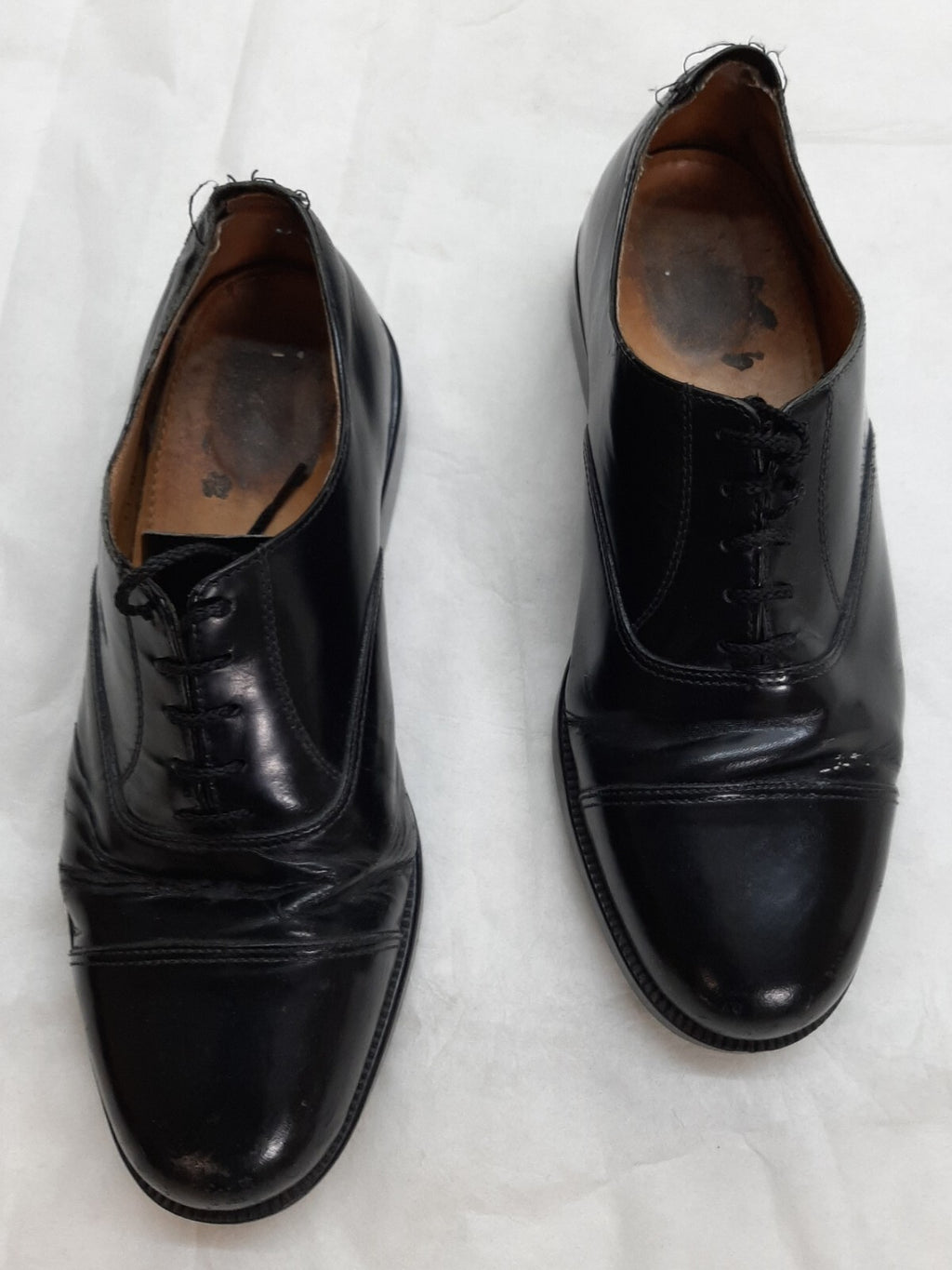 Service Shoes Black Leather British Army Pattern DMS Sole Toe Cap Section USED