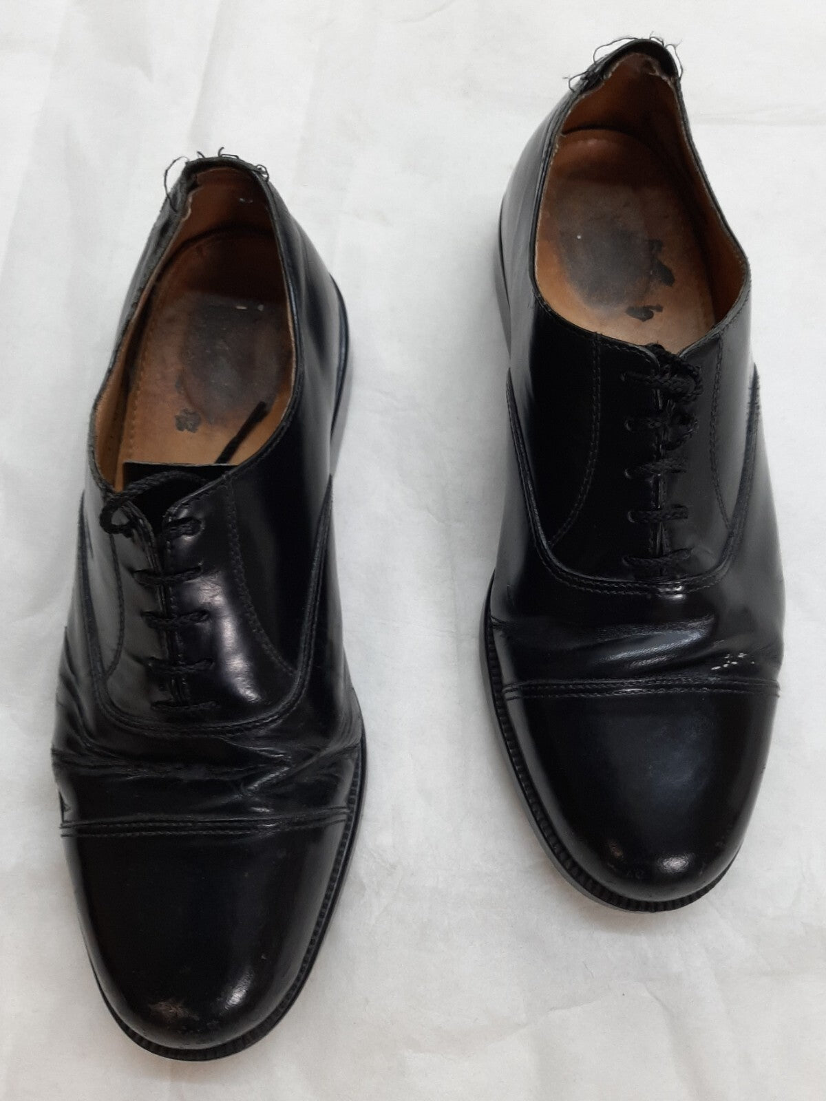 Service Shoes Black Leather British Army Pattern DMS Sole Toe Cap Section USED