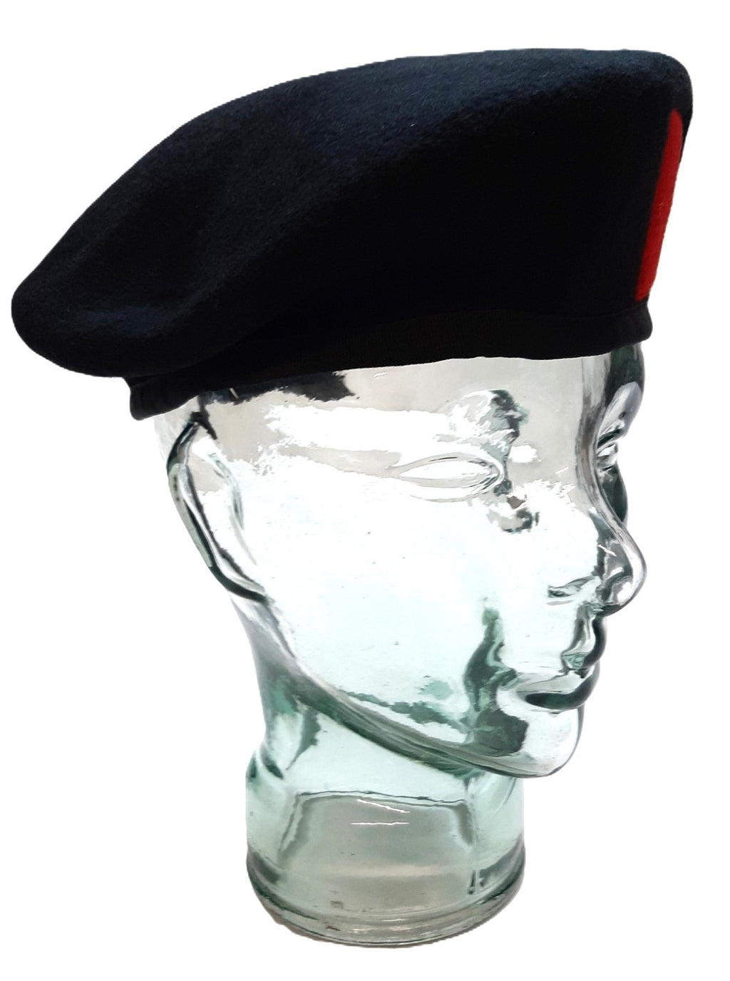 Officers Style Black Beret Cap With Red Patch British Made NEW Old Stock 58cm