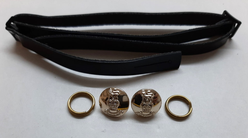 British Army RAPC Chin Strap Set With Pay Corps Insignia Buttons and Fittings