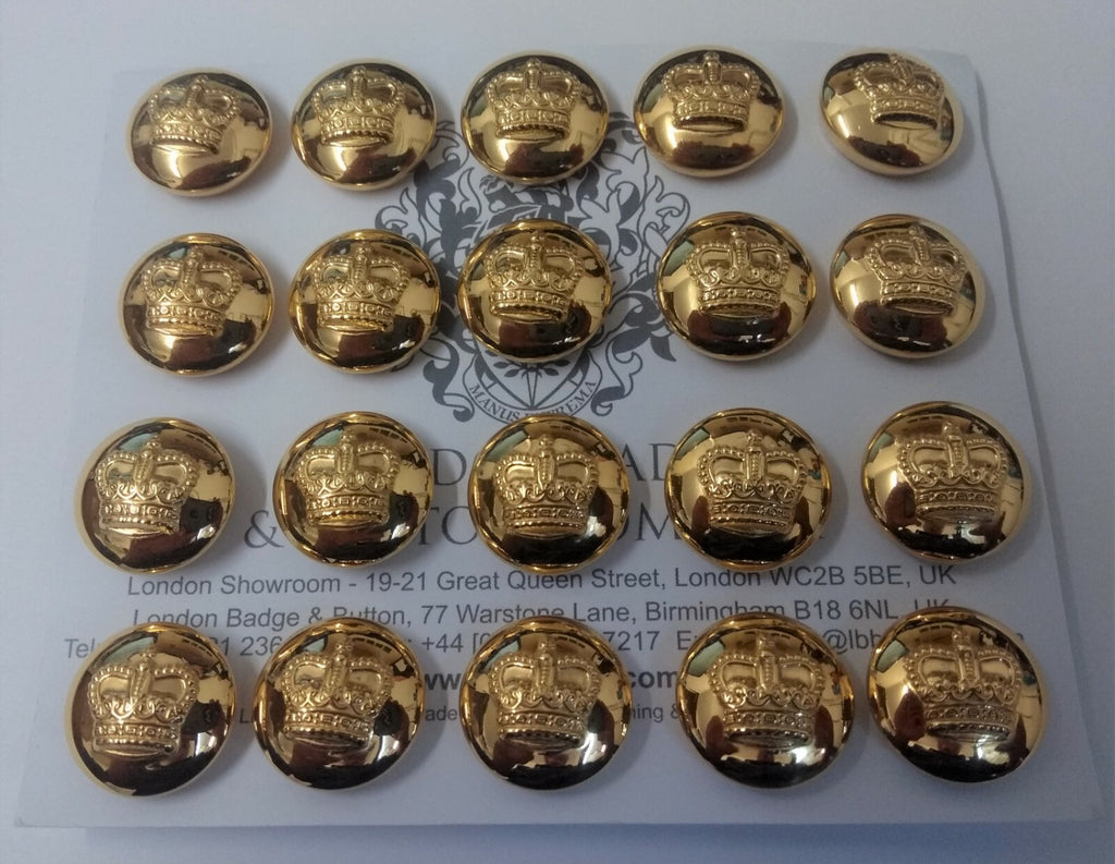 British Issue St Edwards Crown 28L Size Metal Dress Buttons x20