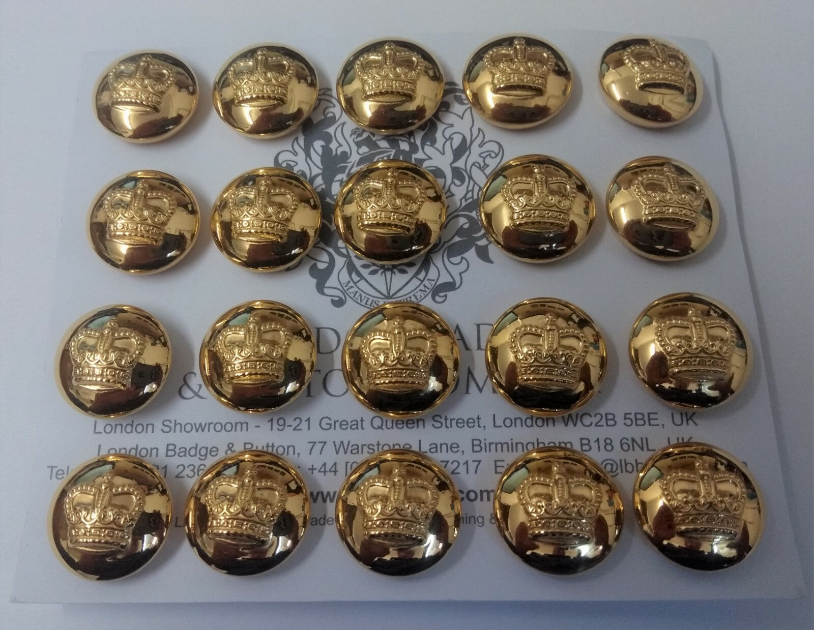 British Issue St Edwards Crown 28L Size Metal Dress Buttons x20