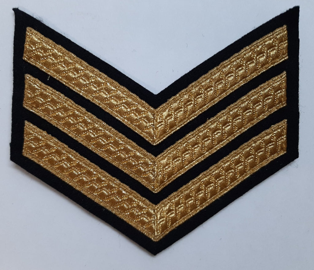 Mess Kit Chevrons Sergeant 3 Gold Bar Black British Army Old Pattern SGT