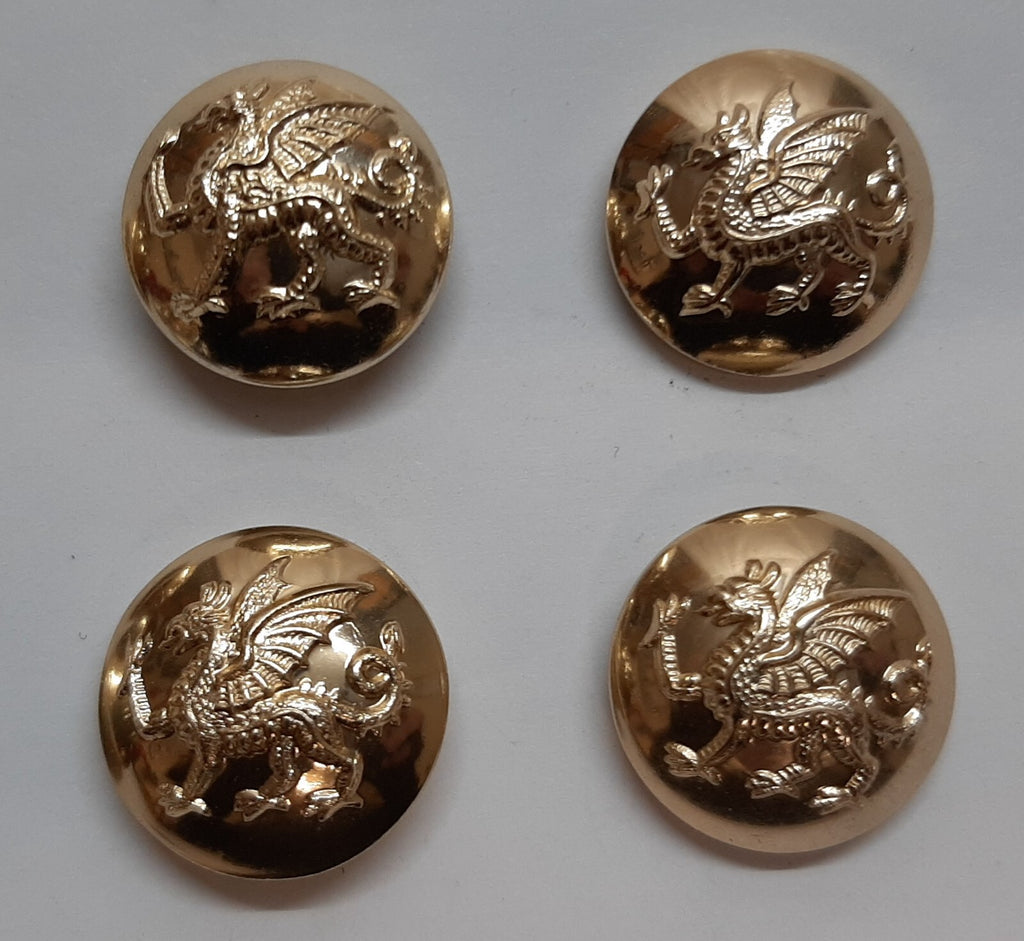 RRW Medium Buttons British Royal Regiment of Wales Insignia 30L No1/2 Dress X6