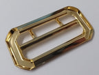 Cloth Belt Buckle 2" Double Prongs High Shine Gold Coloured Made in England