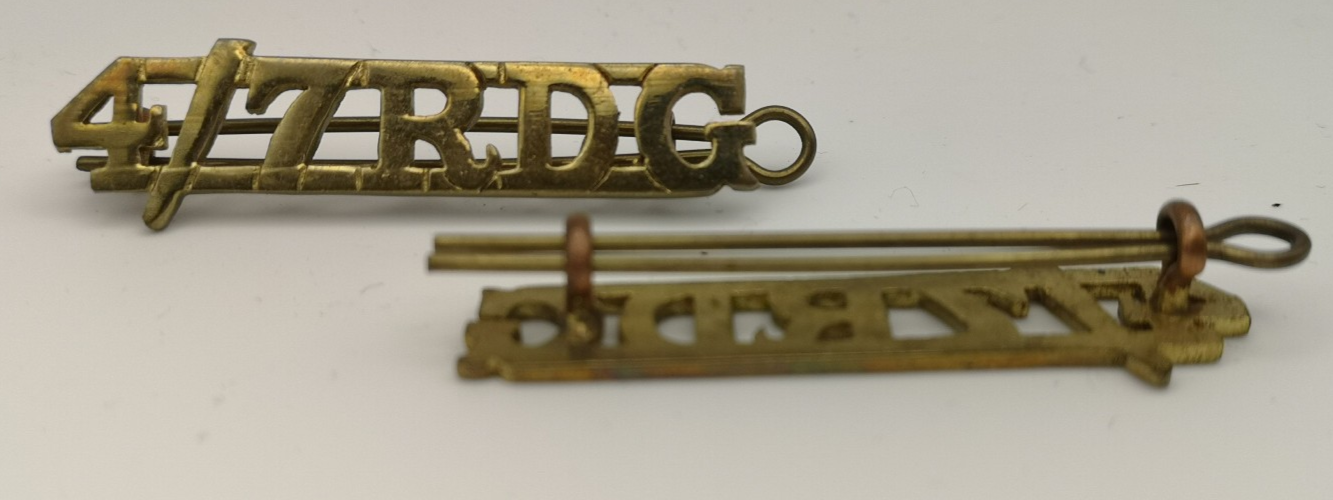 4th/7th Royal Dragoon Guards RDG Brass Shoulder Title Badges