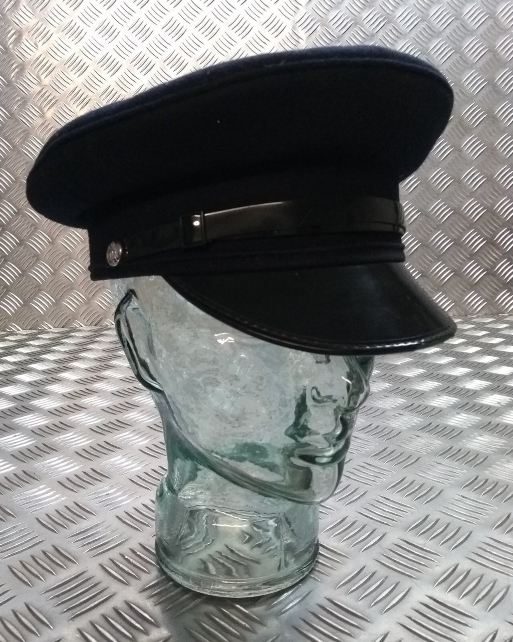 Officers Visor Cap British Made Dress Uniform Peak Cap with Silver ERII Buttons