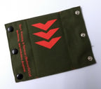 Shoulder Epaulettes Three Red Chevrons on Army Green Slide Stud Backed STD290